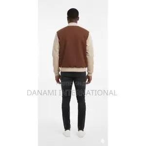Danami Varsity Bomber Jacket- Chocolate Brown Beige