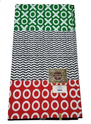 Modern Xo Print Ankara Fabric – Black, White Green - 6 Yards