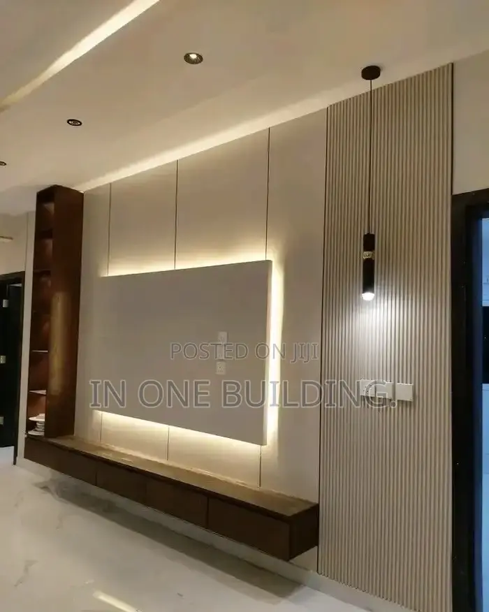 Tv Unit Cladding Tv Console Unit Featuring Decorative Wall Cladding in Ojo - Furniture ...
