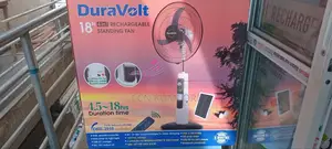 Duravolt 18-Inch Rechargeable Standing Fan. Mp3 Player and 2 Led Bolbs