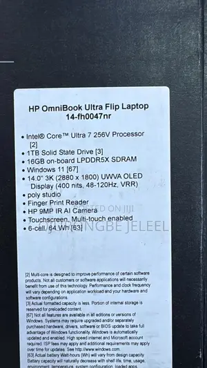 New Laptop HP OmniBook Ultra Flip 14" 16GB Intel Core Ultra 7 SSD 1T