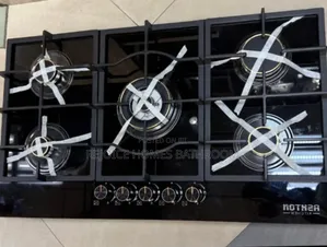 Kitchen 5 Burner Built-in Gas Hob – Black Tempered Glass