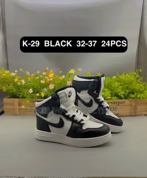 Black White High-Top Sneakers – Lace-Up Shoes (Sizes 32–37)