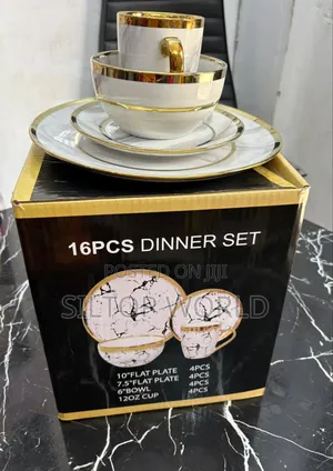 16pcs Marble With a Touch of Gold Dinner Set