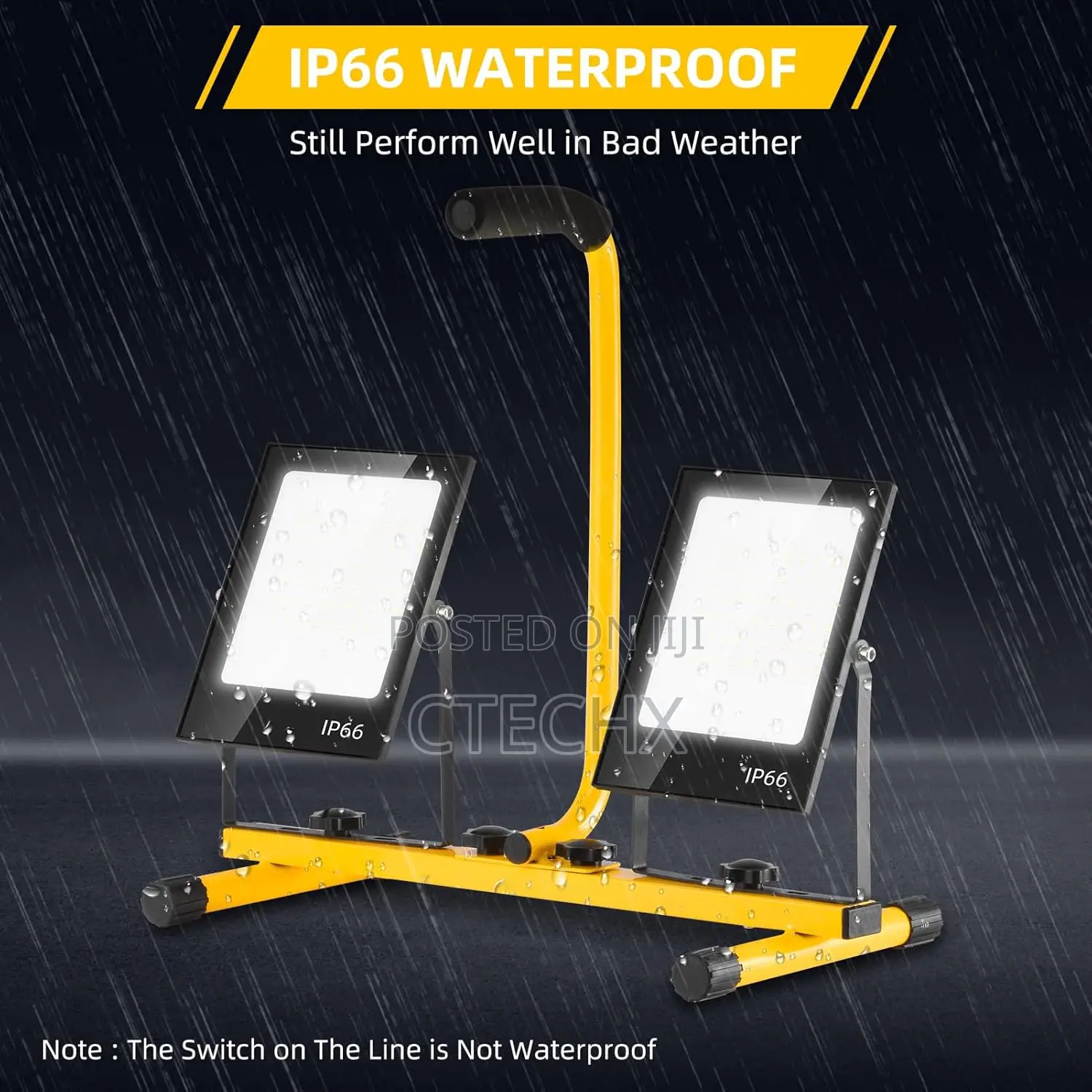 Portable Floodlight With 2 Adjustable Heads, 12000lm Led Work Light