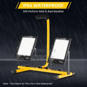 Portable Floodlight With 2 Adjustable Heads, 12000lm Led Work Light