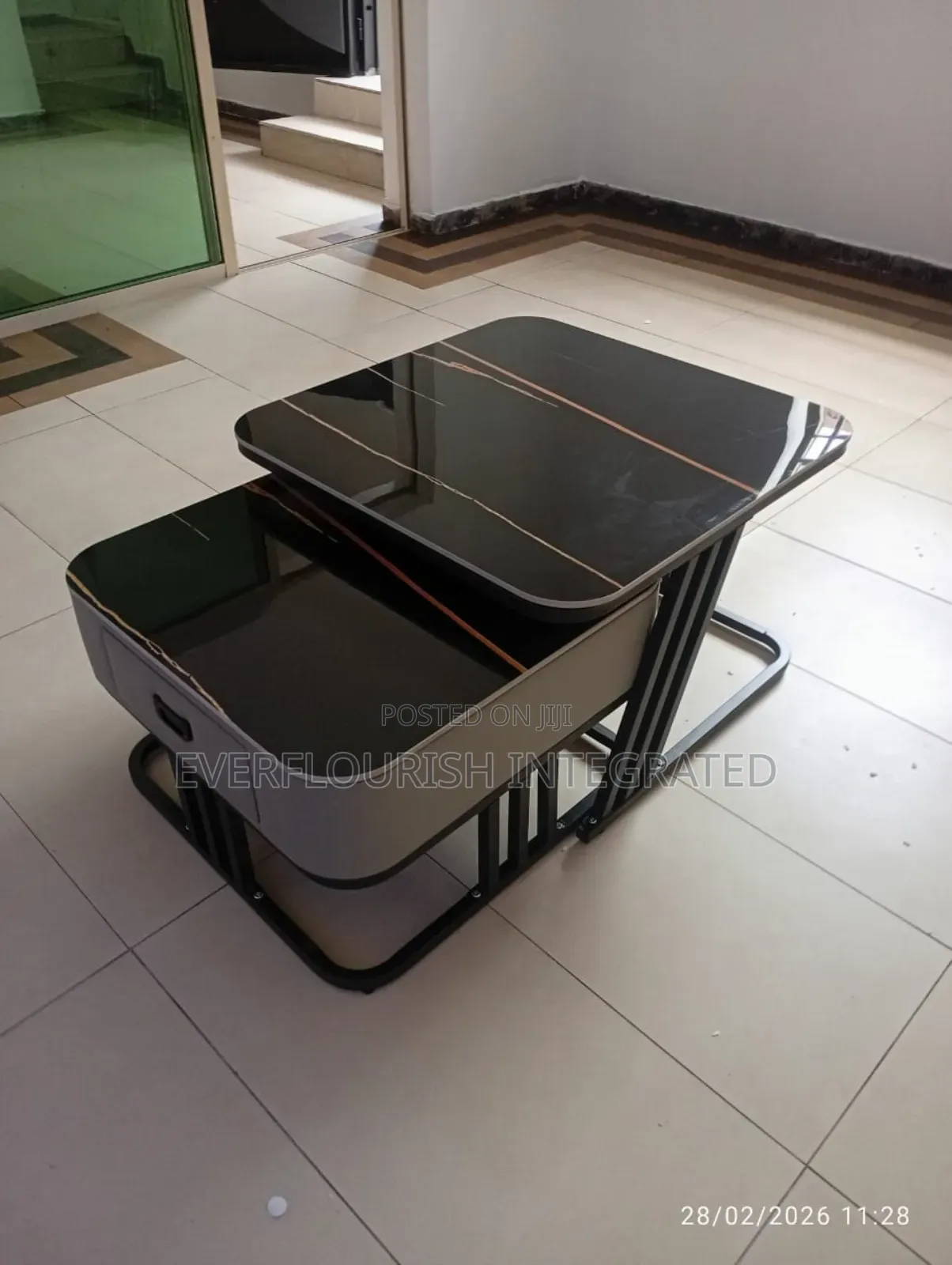 2in1 Real Marble Top Centre Table