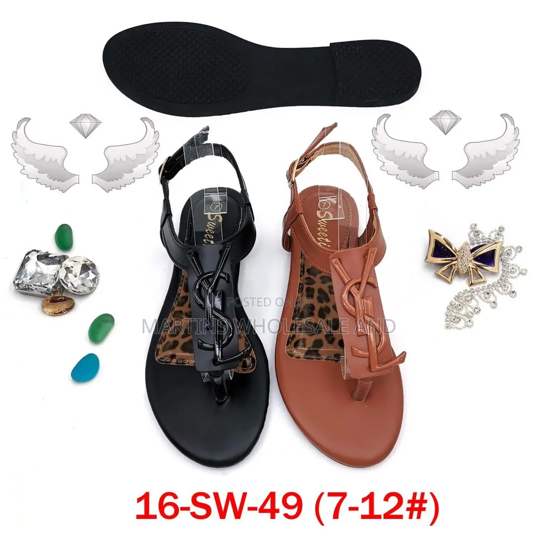 Saint Laurent Cassandra Flat Thong Sandals