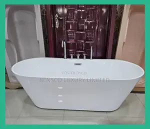 Luxury Freestanding Bathtub – Modern Acrylic Soaking Tub With Overflow