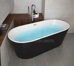 Luxury Freestanding Oval Bathtub – Black Exterior White Interior