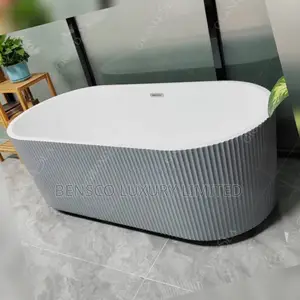Luxury Fluted Freestanding Bathtub – Modern Textured Panel Soaking Tub
