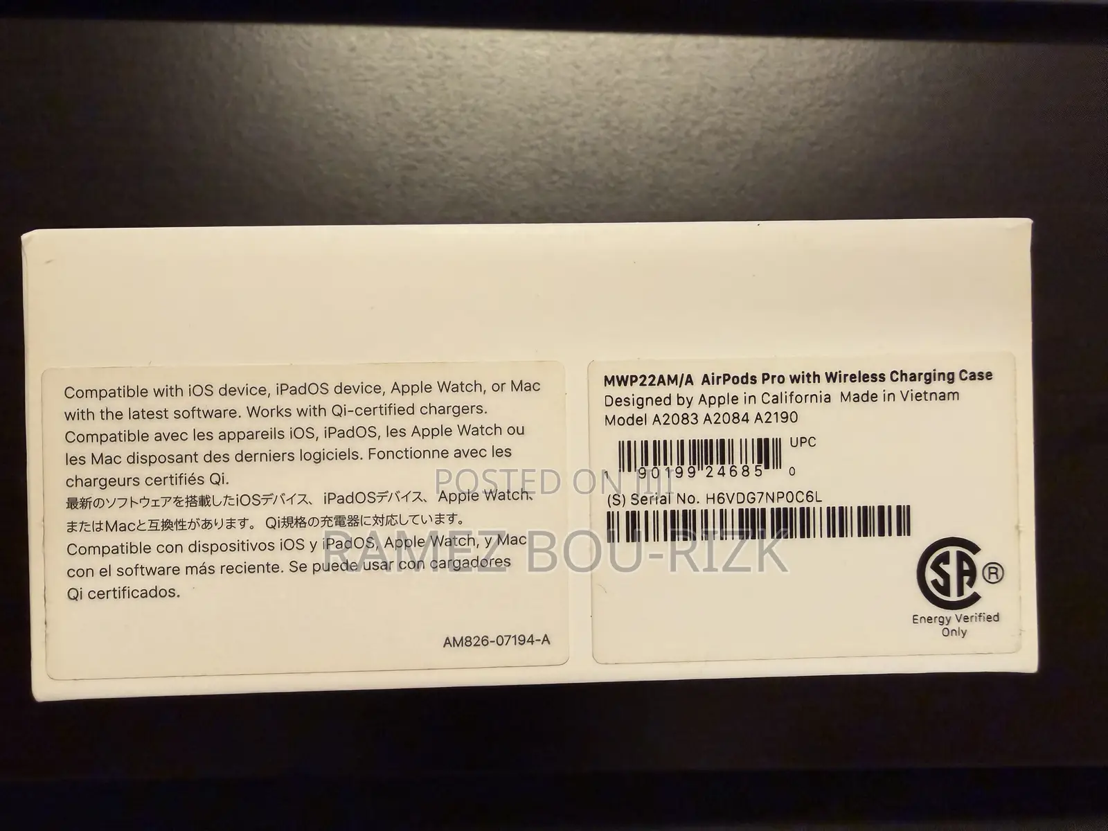 Airpods Pro With Wireless Charging Case (1st Generation)