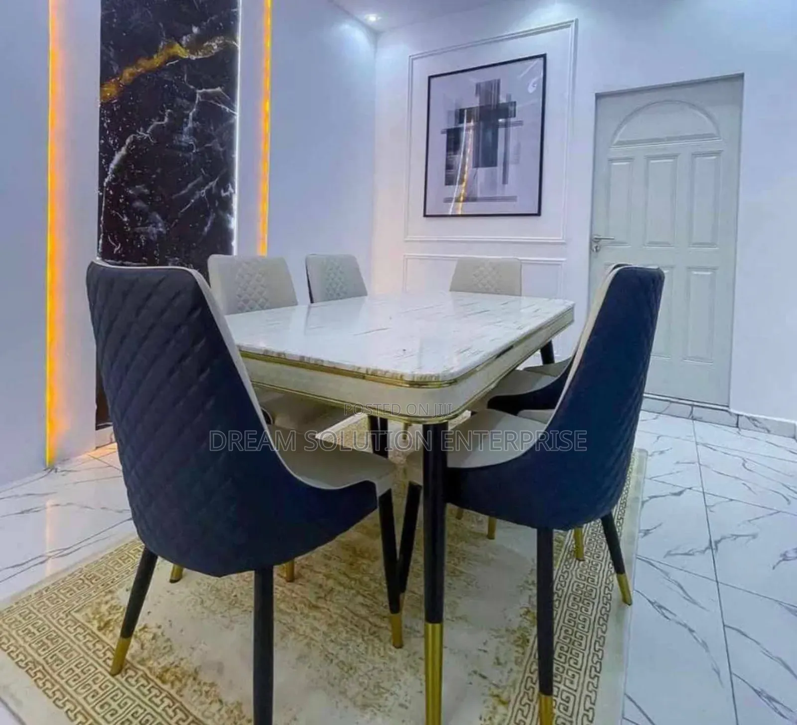 Quality Imported Marble Dining Table With Six Chairs
