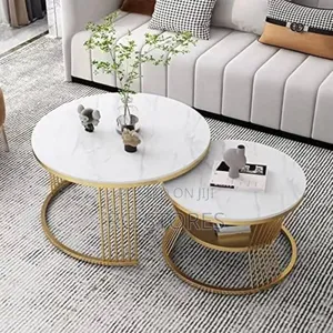 Nesting 2pcs Faux Marble Center Table