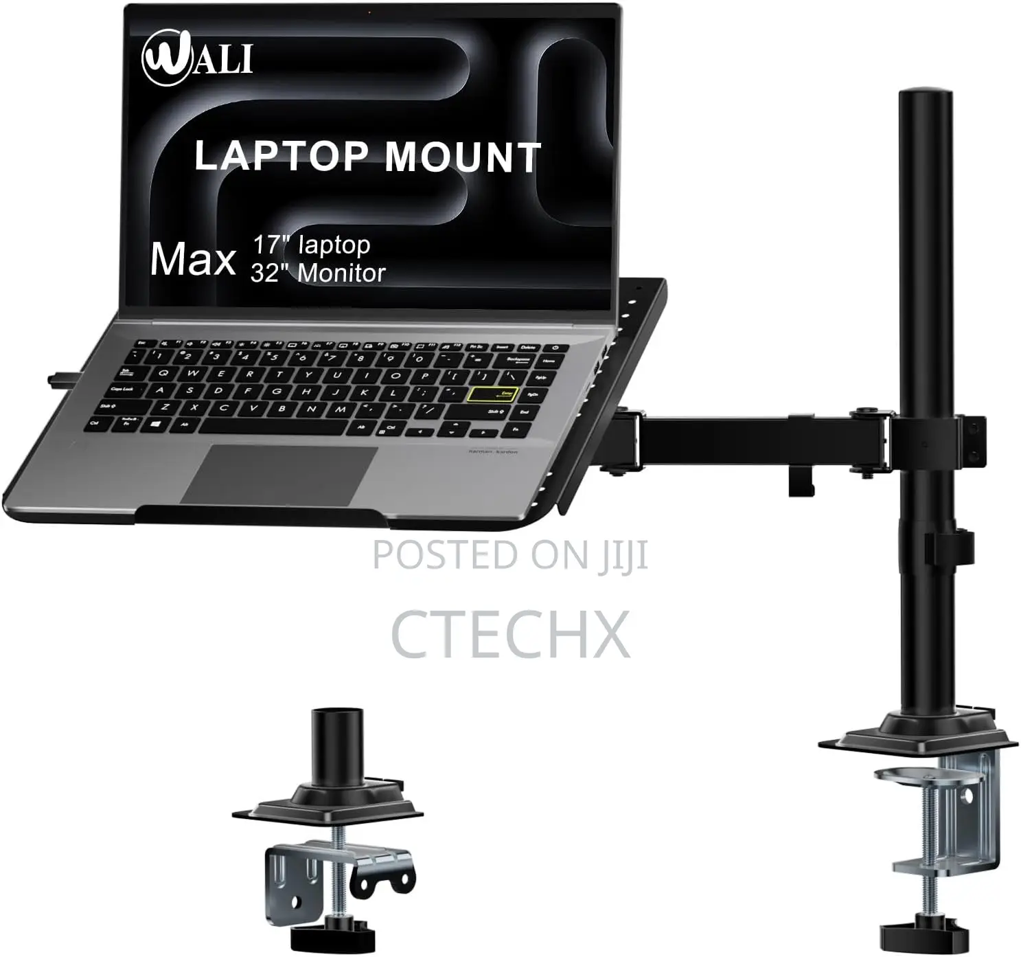 Wali Laptop Tray Desk Mount for 17inch Notebook, Fully Adjustable