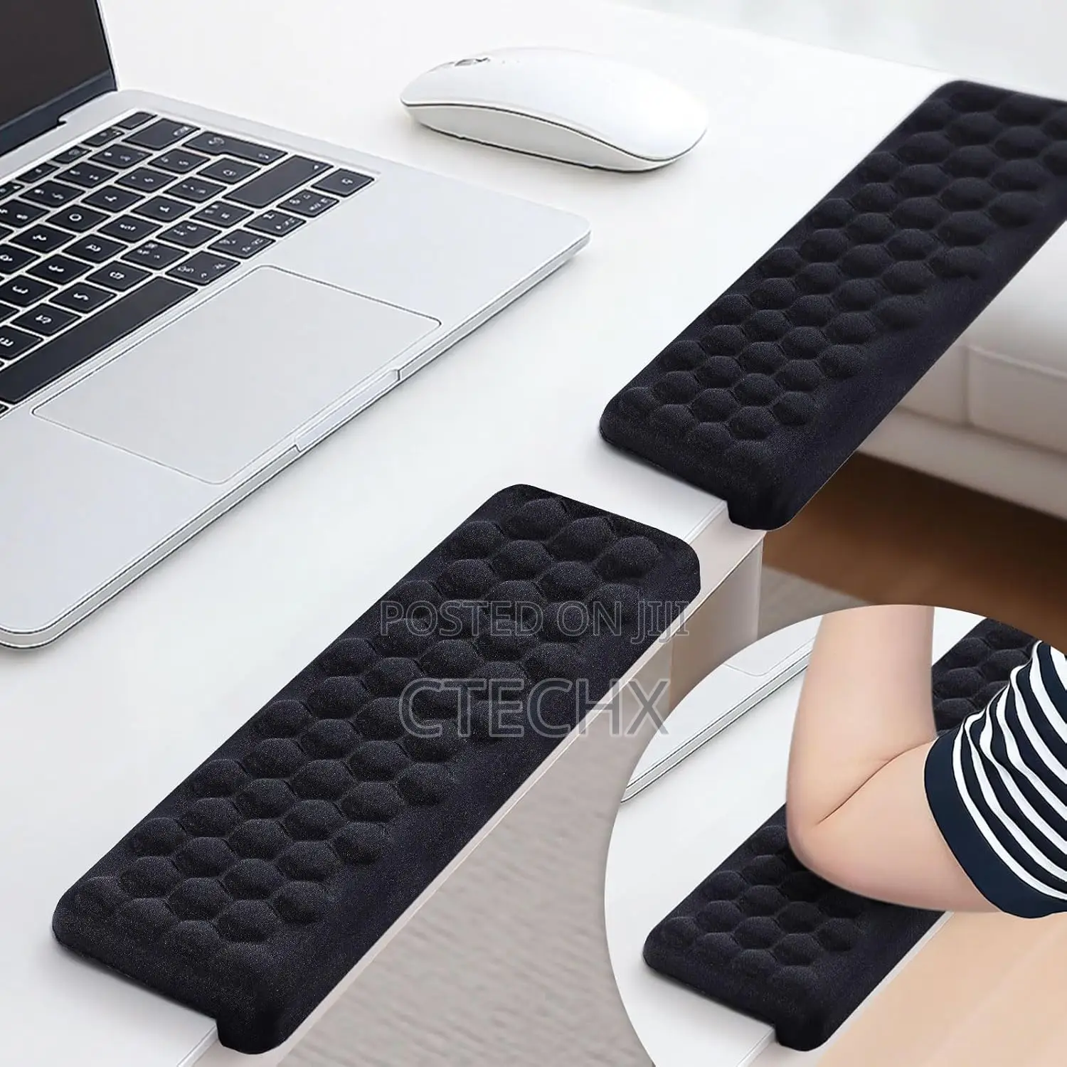 L-Shaped Desk Elbow Pads (2-Pack) - Adjustable Spacing Memory Foam