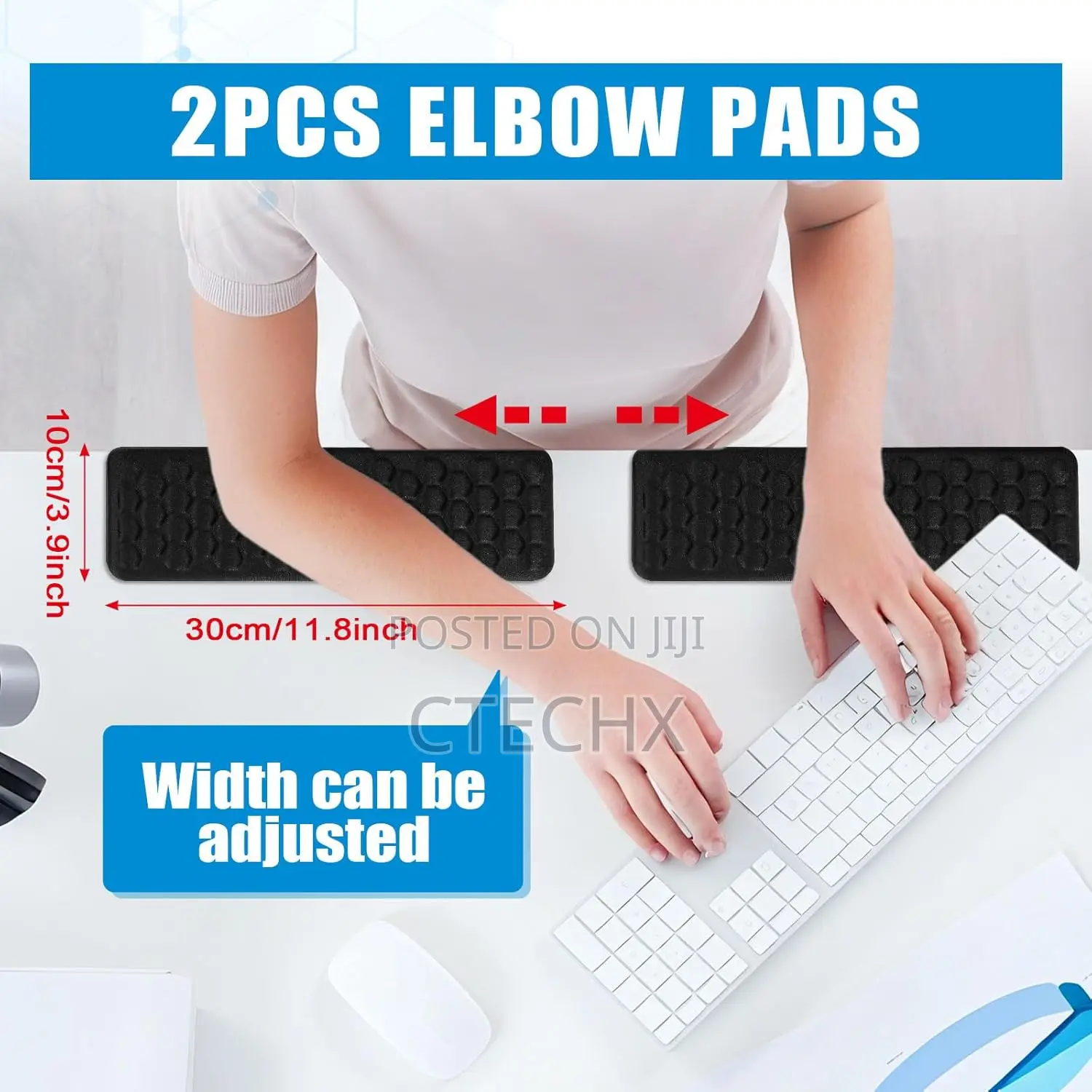 L-Shaped Desk Elbow Pads (2-Pack) - Adjustable Spacing Memory Foam