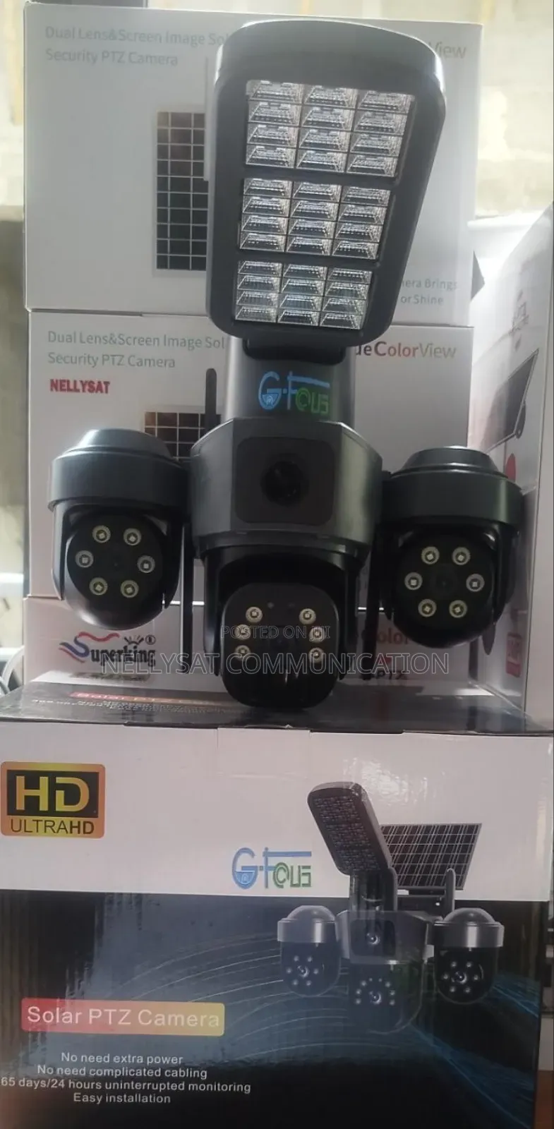 V380 PTZ Solar Camera With Light, Three Lens