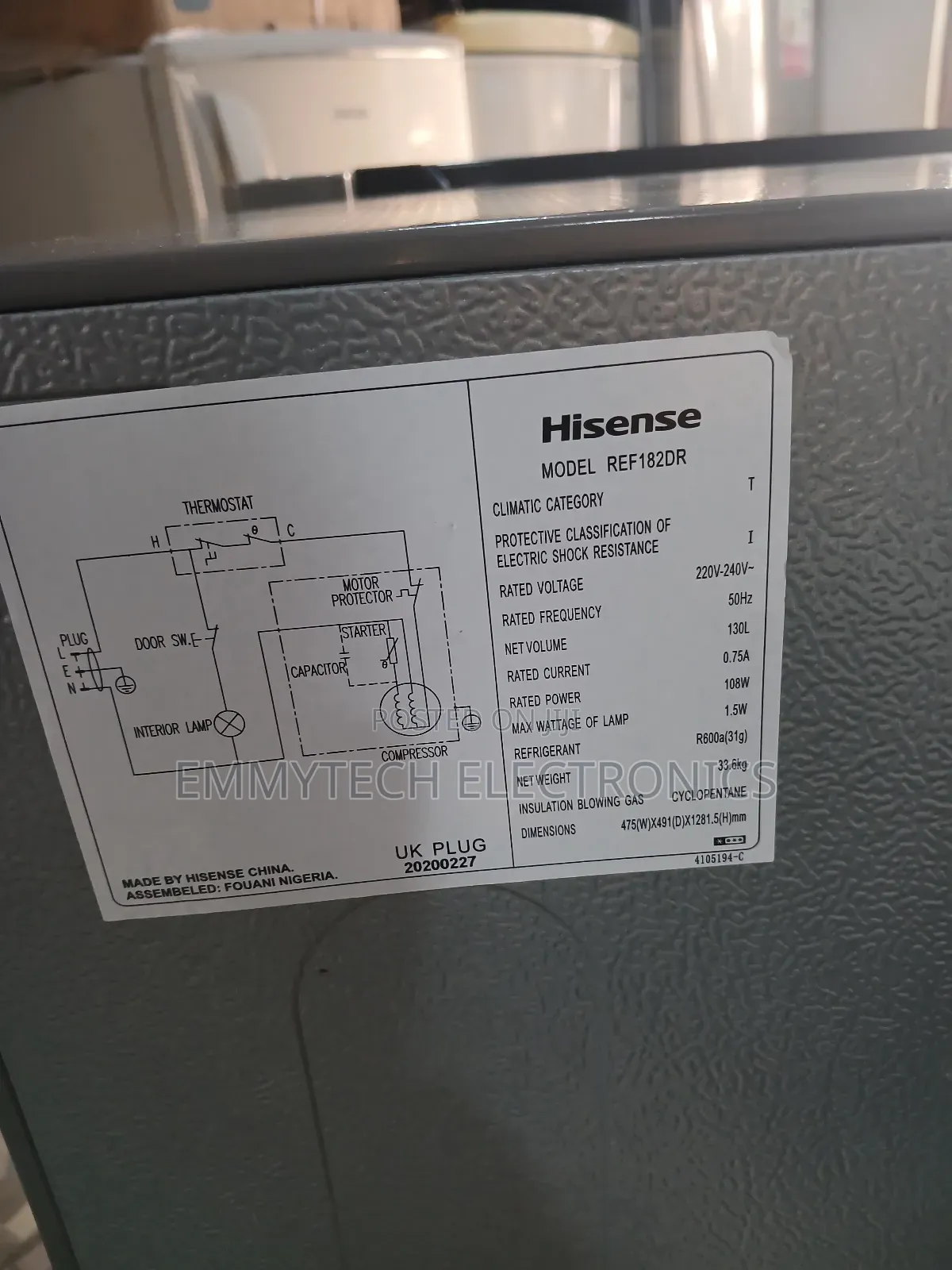 Hisense Refrigerator 130ltrs