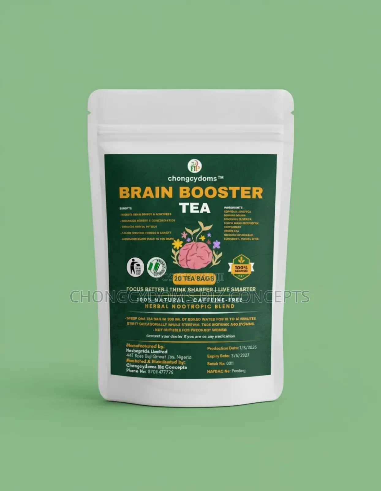 Chongcydoms Brain Booster Tea – Natural Memory Focus Support