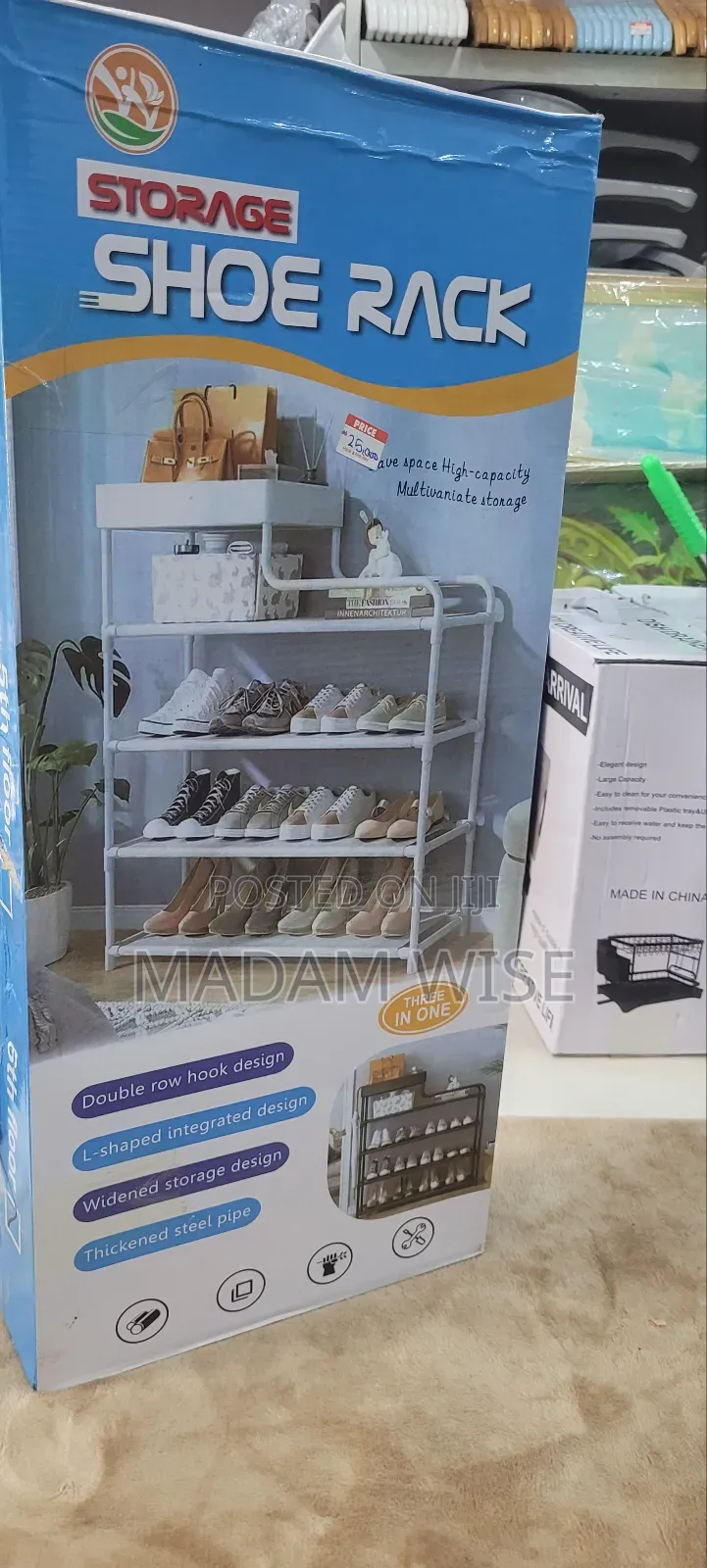 Shoe Rack 
High Quality
Double Row Hook Design
Widened Storage Design.