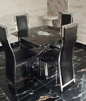 Glass Dining Set – 4 Seater Table With Chairs – Modern Home Furniture