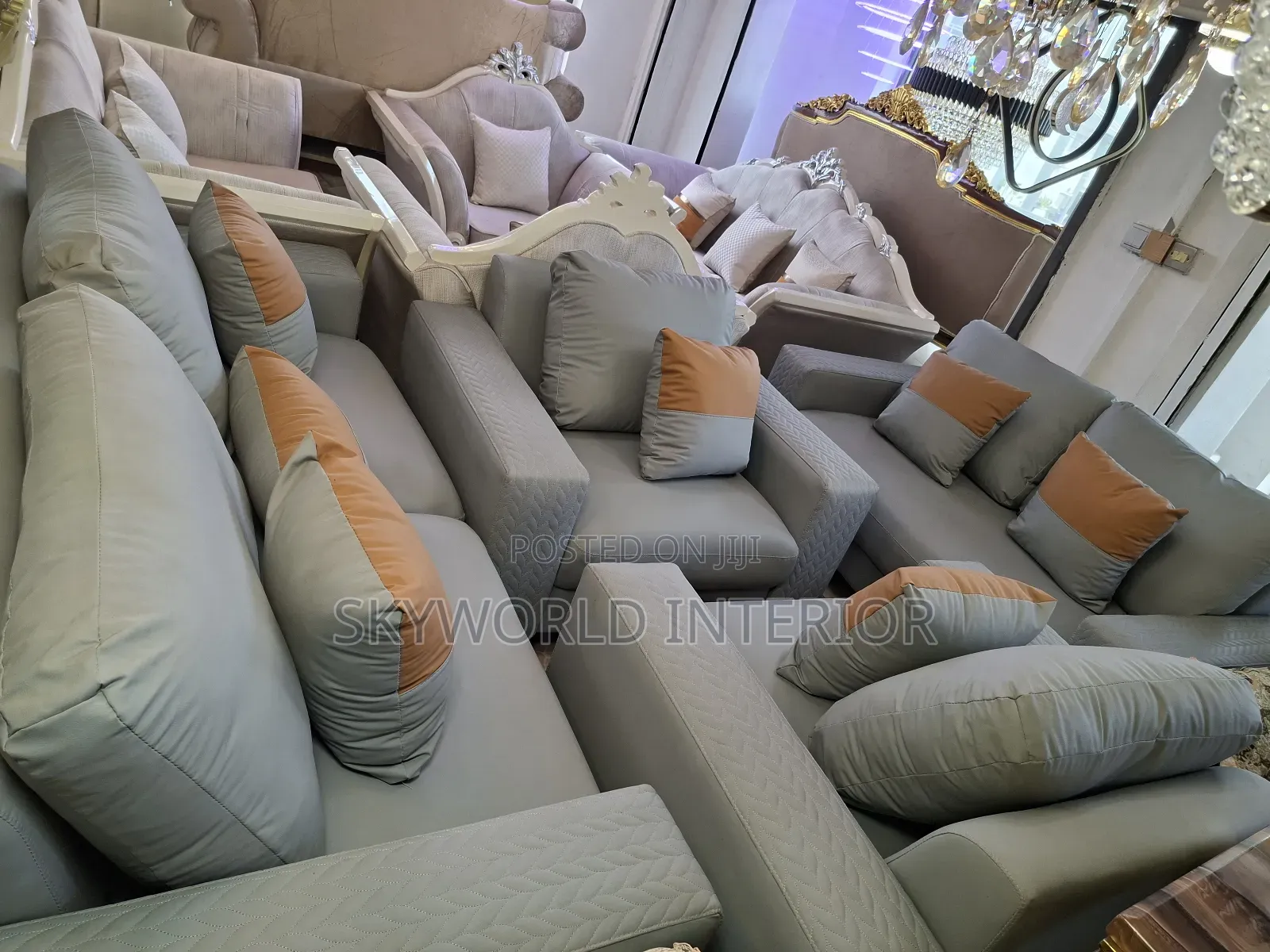 Contemporary Brown Sofa Set