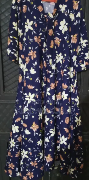 Elegant Nave Blue Floral Dress