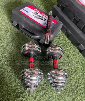 30kg Chrome Dumbbell Set With Extension Rod – All-in-one Boxed