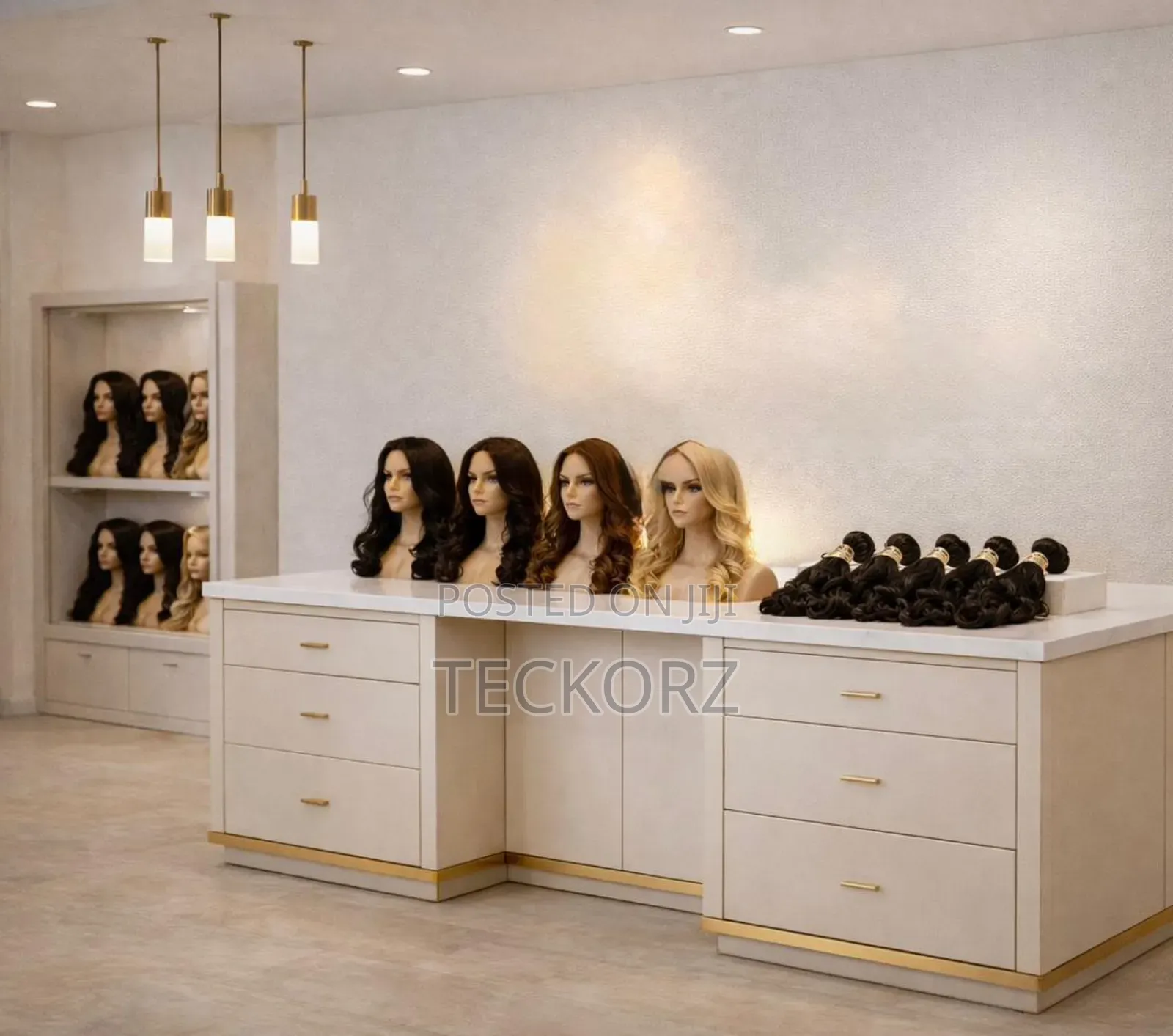 Glossy Wig Display Table With Drawer Cabinet