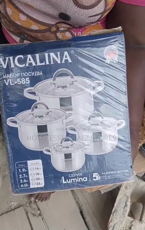 Vicalica 8 Pieces Pots Set With Glass Lids - Stainless Steel Pots