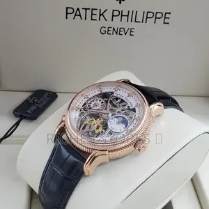 Automatic Skeletonized Patek Philippe Leather Watch for Men