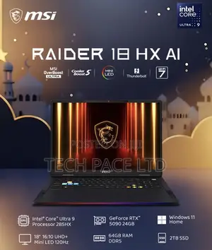 New Laptop MSI Raider 18 HX AI A2XW 64GB Intel Core Ultra 9 SSD 2T