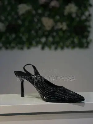 Size 42 Black Crystal Ankle Pumps