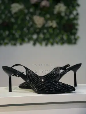 Size 42 Black Crystal Ankle Pumps