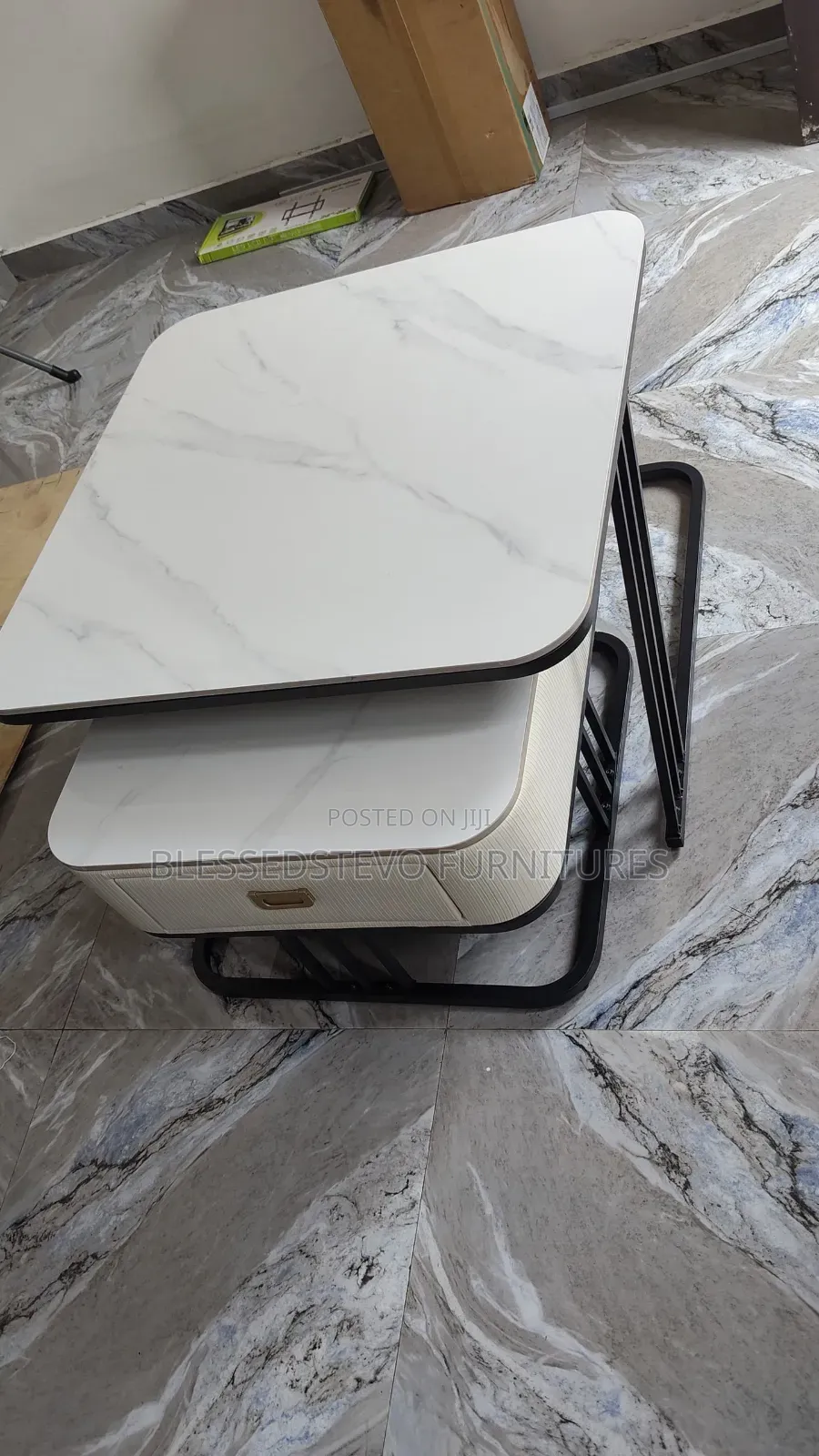 White Colour Centre Table With Drawers