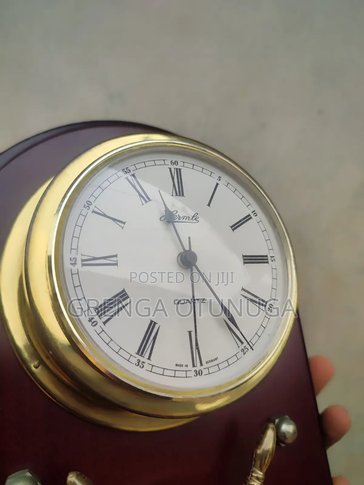 Vintage Mid Century Hermle Nautical Solid Brass Quartz Wall Clock