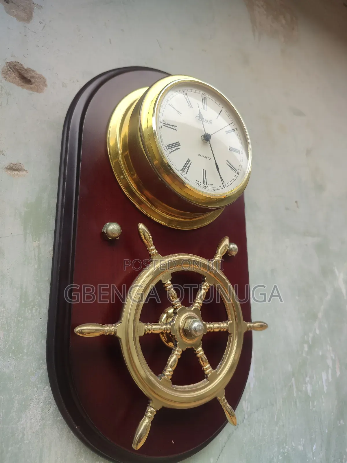 Vintage Mid Century Hermle Nautical Solid Brass Quartz Wall Clock