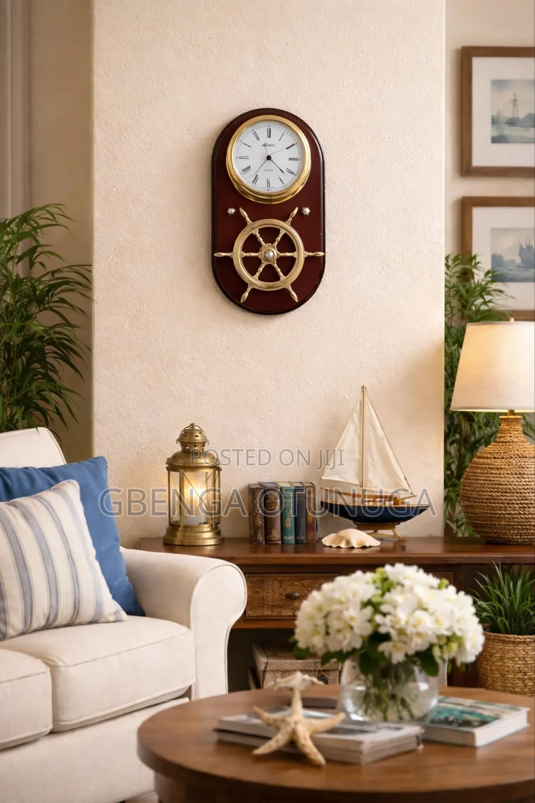Vintage Mid Century Hermle Nautical Solid Brass Quartz Wall Clock