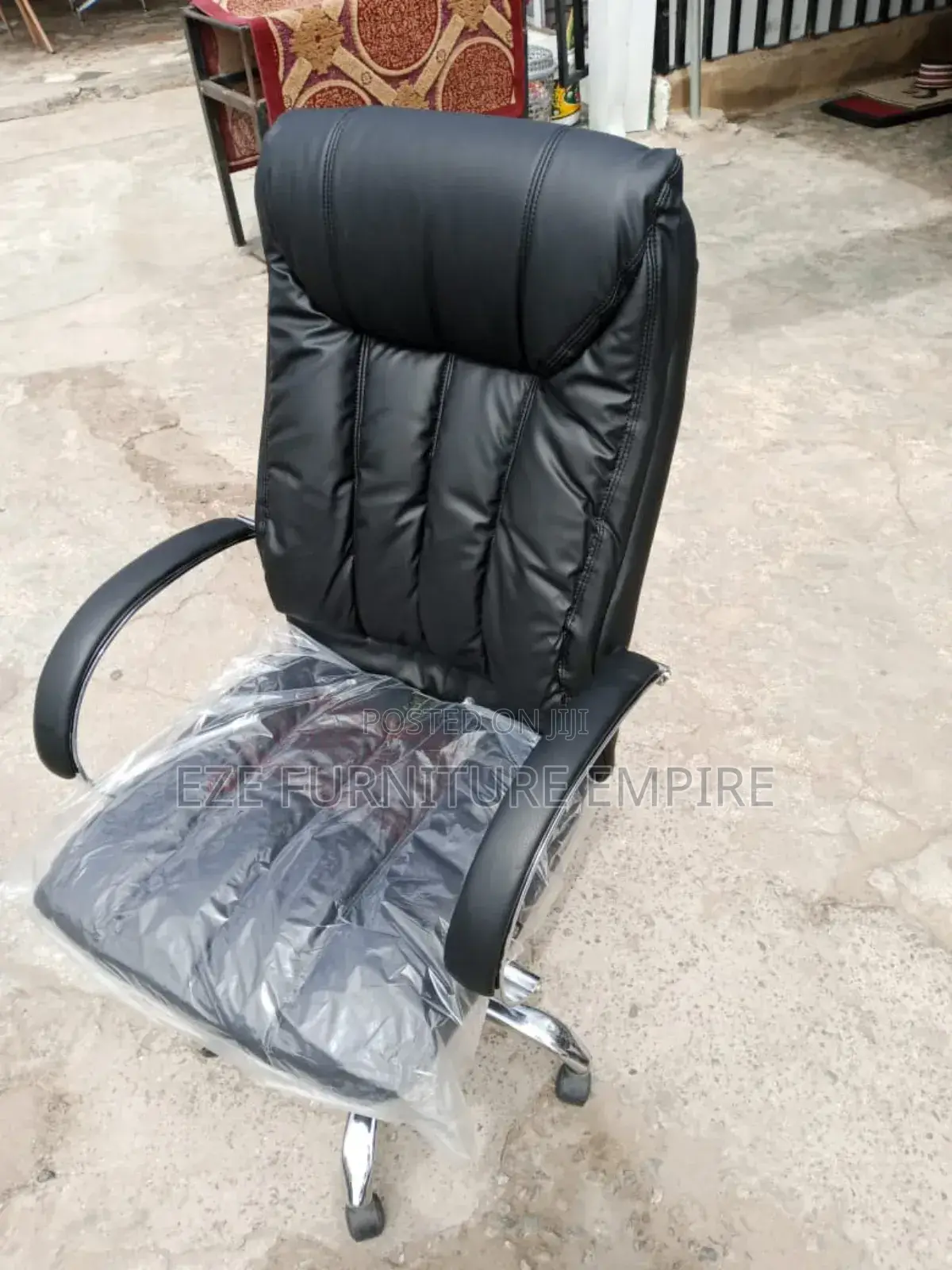 Full Leather Iron Armrest Chair