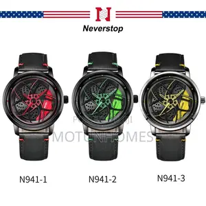 Leather Skeleton Mechanism Men Wristwatch