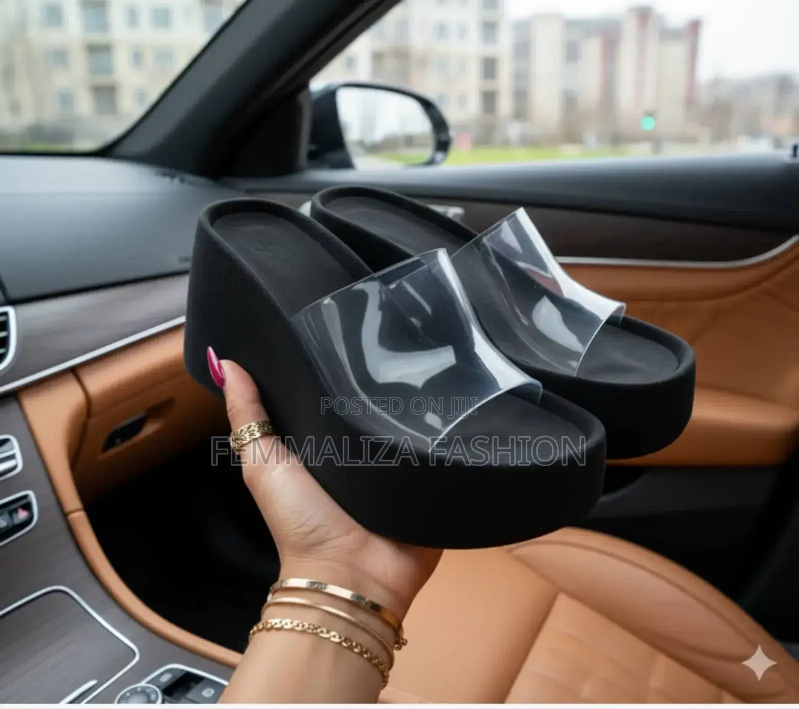 Transparent Ladies Wedge Slippers