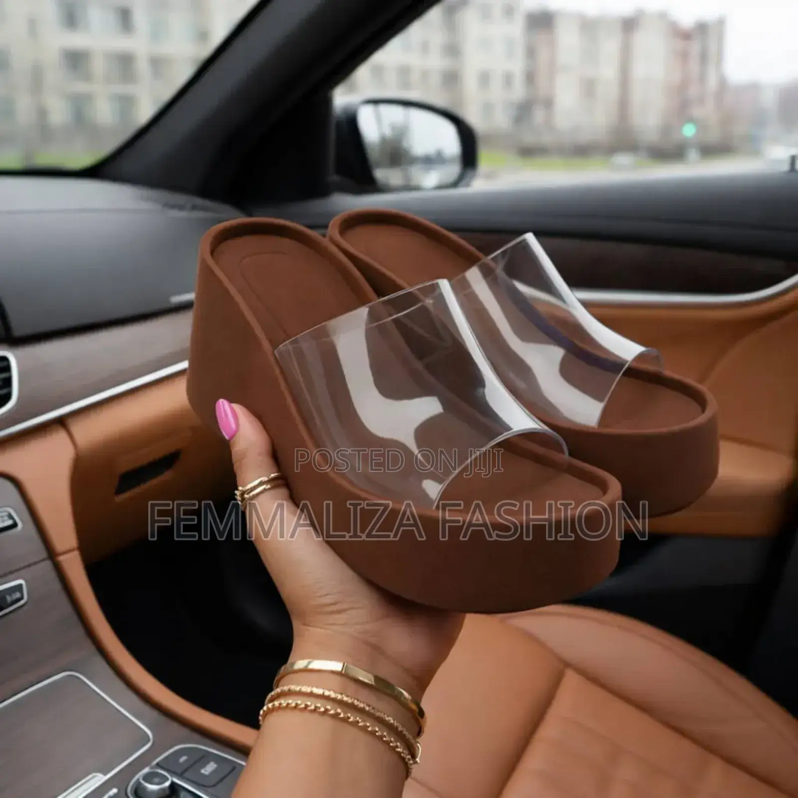Transparent Ladies Wedge Slippers