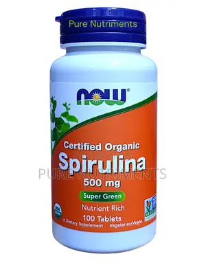 Now Certified Organic Spirulina 500mg–100 Tablets for Energy Wellness