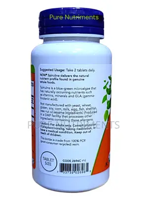 Now Certified Organic Spirulina 500mg–100 Tablets for Energy Wellness