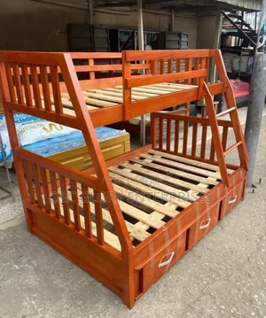 Mahagony Wooden Bunk Bed 3ft by 6 Up, 4ft by 6ft Down. Please Call