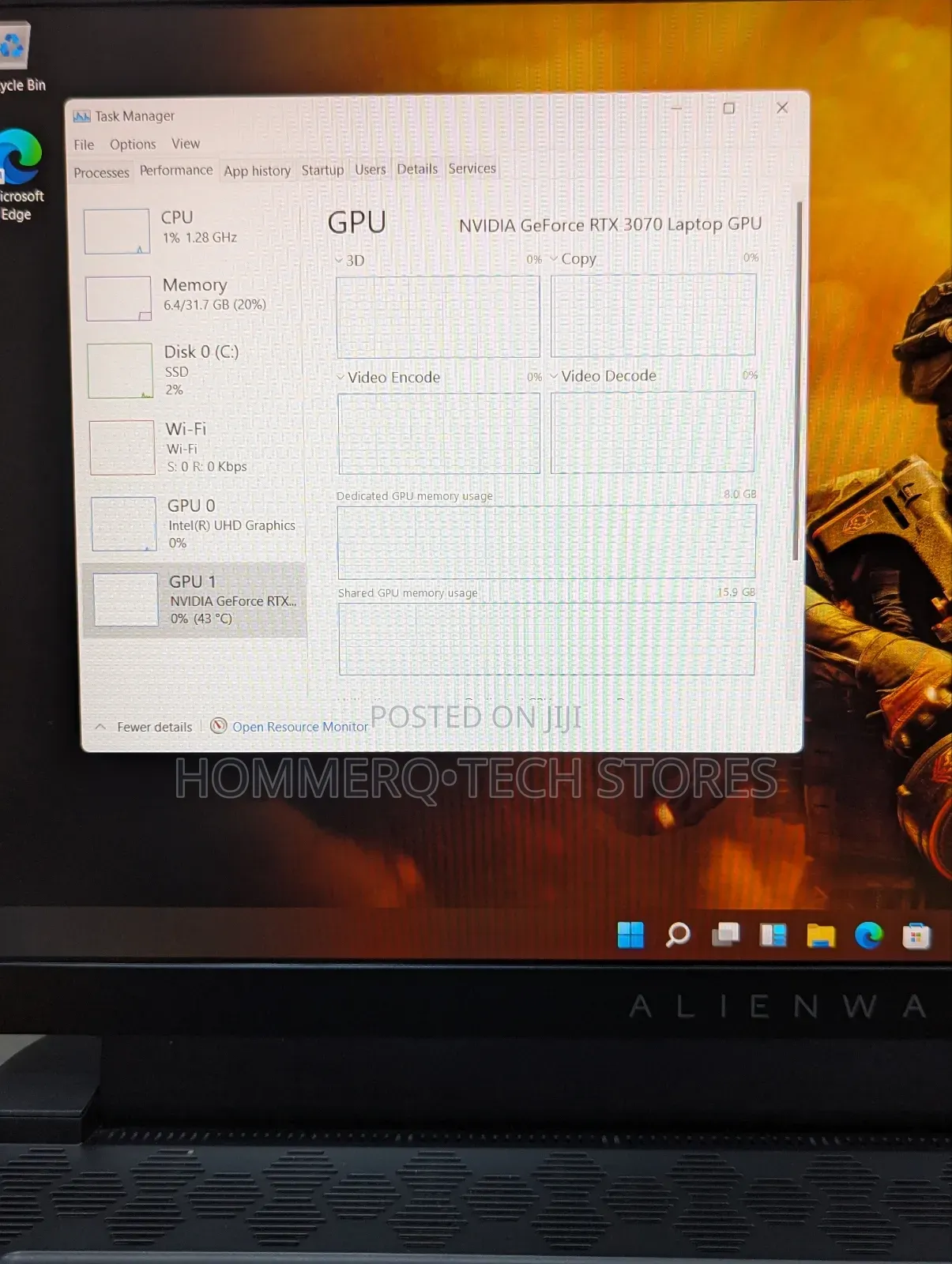 Laptop Dell Alienware M15 R6 32GB Intel Core i7 SSD 512GB