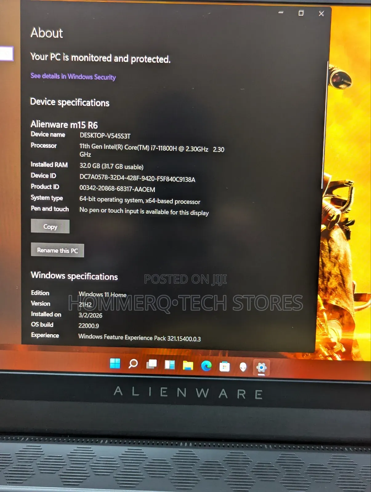 Laptop Dell Alienware M15 R6 32GB Intel Core i7 SSD 512GB