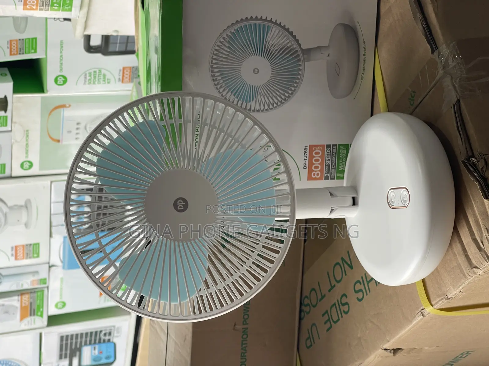 Dp Rechargeable Rotating Foldable Fan With 8000 Mah Battery Capacity