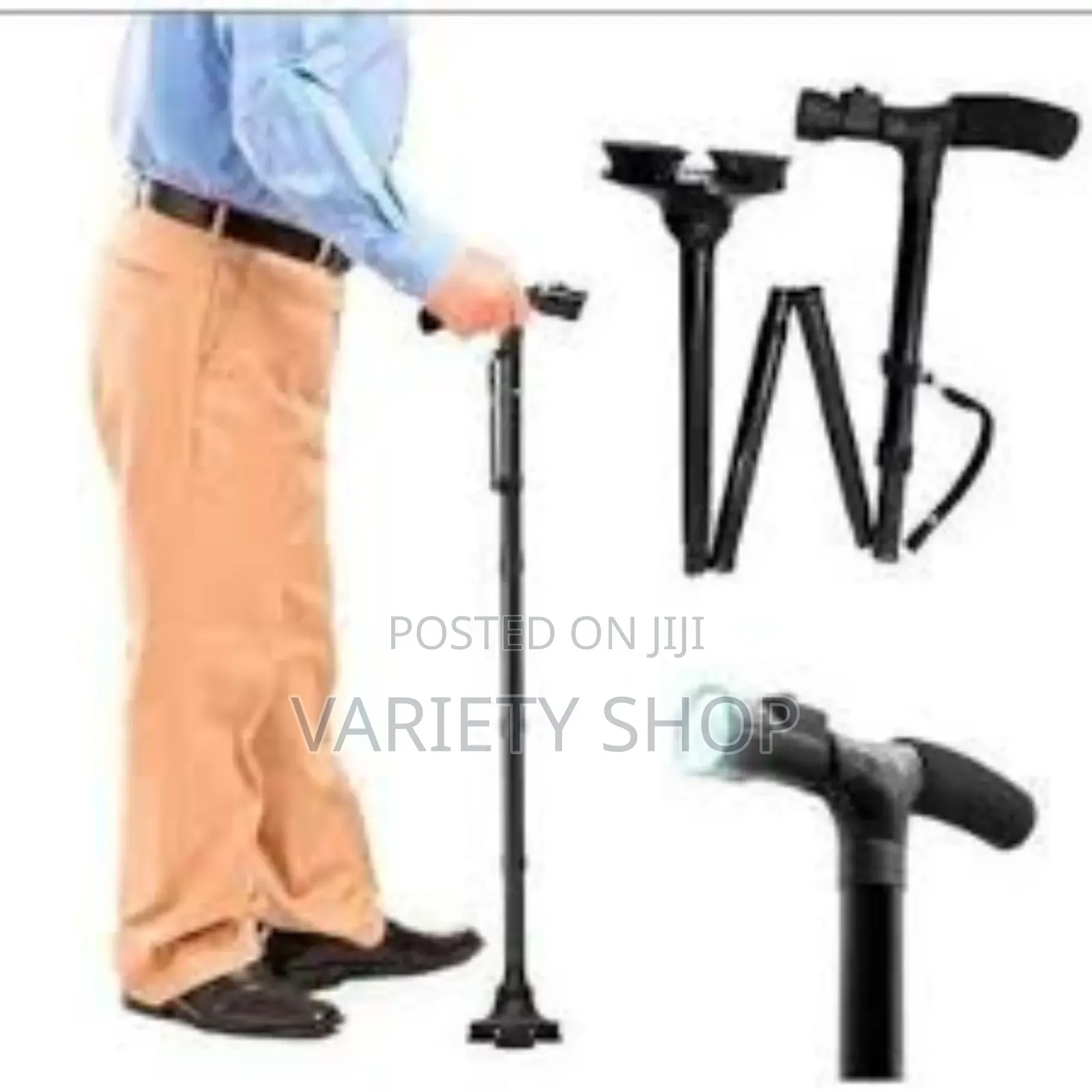 Folding Walking Stick With Torch | Height Adjustable With Pivoting
